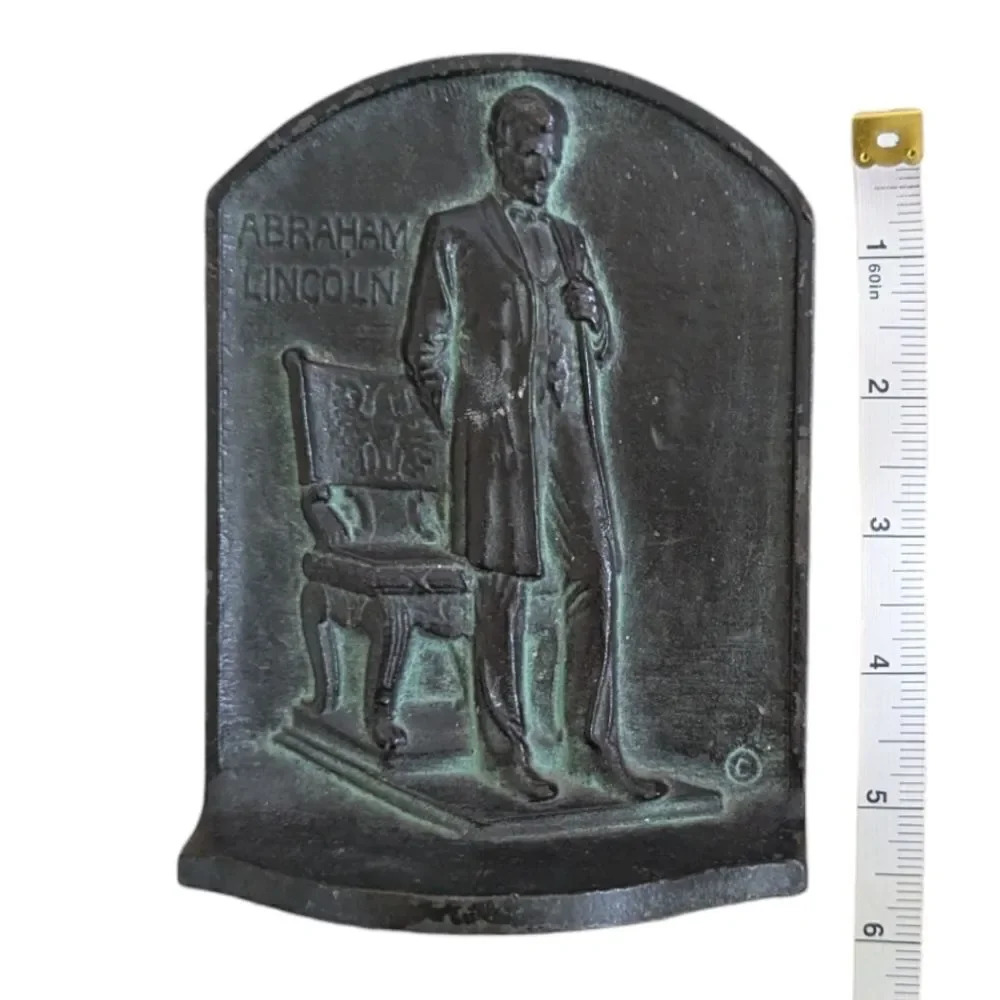 Antique 1923 Abraham Lincoln Bookends by A.M. Greenblatt Bronze Cast Iron